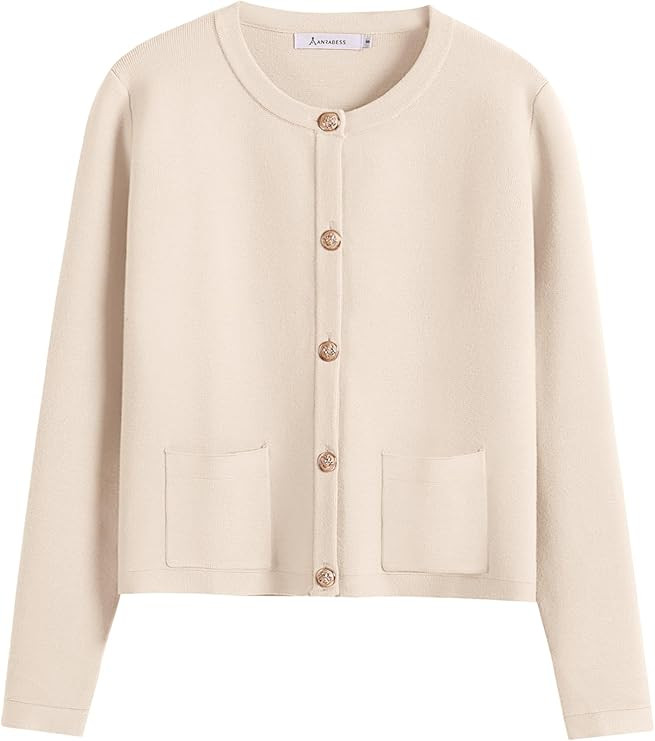 ANRABESS Women Striped Cardigan Sweaters Button Down Cropped Knit Lady Jackets Coat 2026 Fall Out... | Amazon (US)