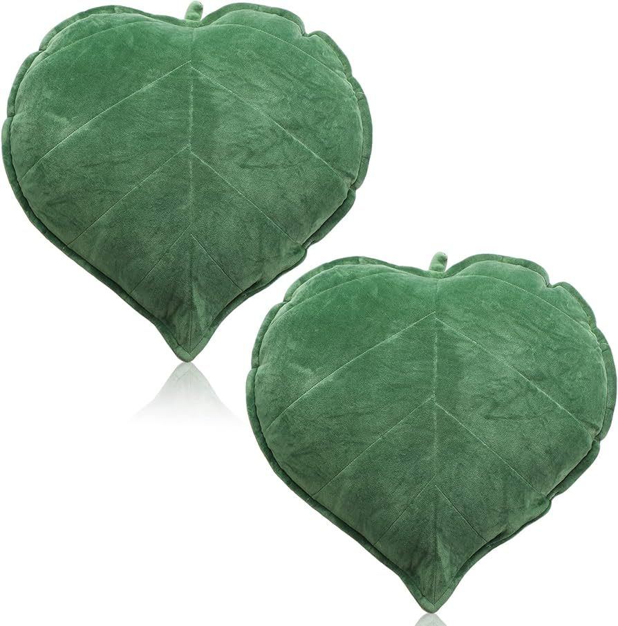 2 Pieces Leaf Shaped Throw Pillow Cushion 20 x 20 Inch 3D Leaf Shaped Throw Pillow Leaves Sofa Th... | Amazon (US)