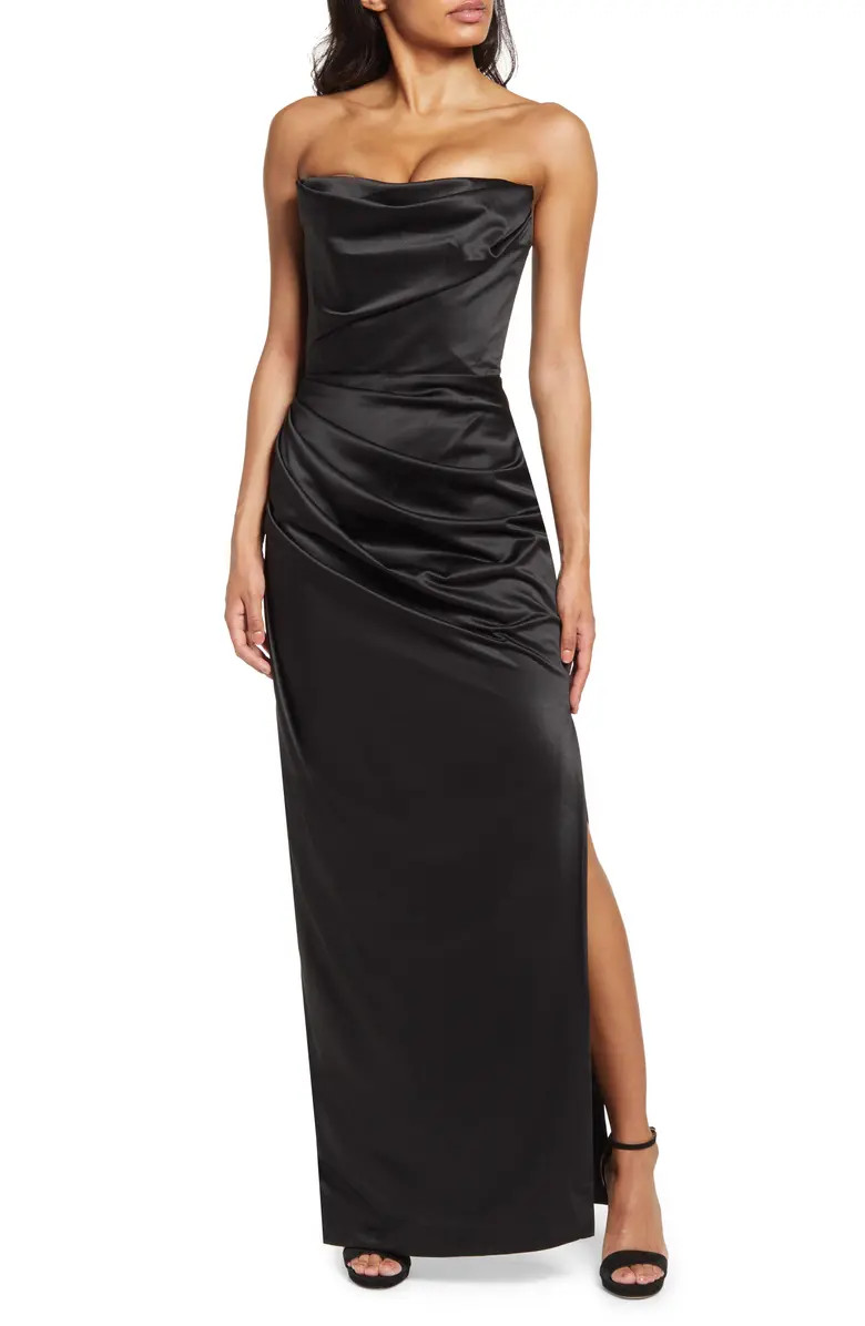 Adrienne Satin Strapless Gown | Nordstrom