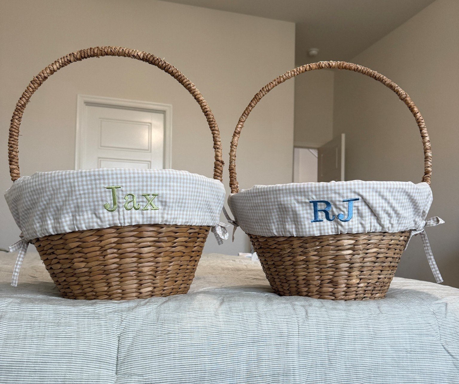 The perfect Easter baskets to grow with your kids! I ordered the large baskets & large tan gingham lines blank! Then had someone local add their names! 

#LTKKids #LTKSeasonal #LTKSpringSale