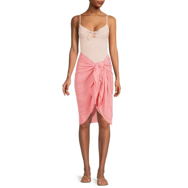 Time and Tru Women's Textured Solid Pareo | Walmart (US)