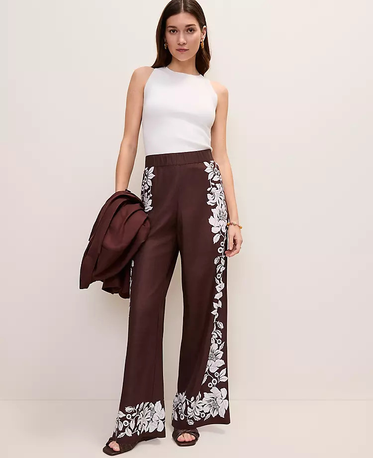 The Easy Wide-Leg Pant in Floral Linen Blend | Ann Taylor