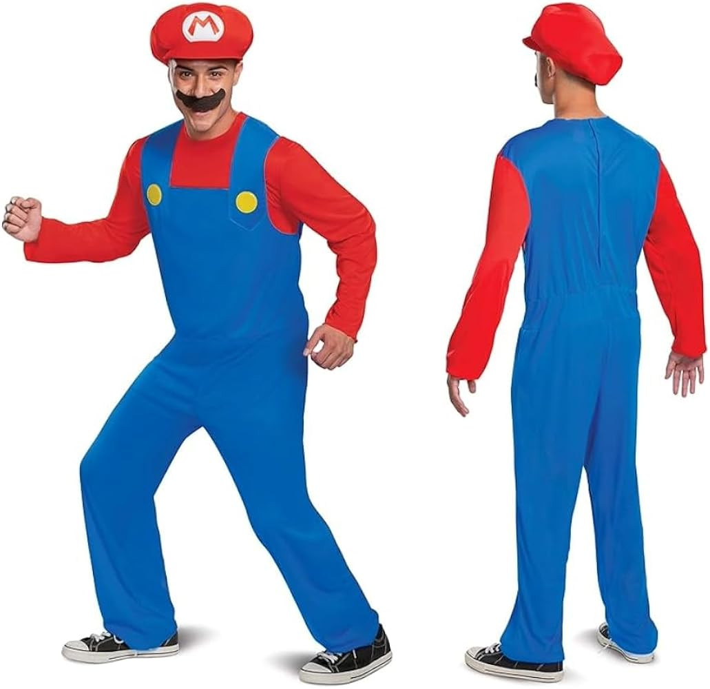 Disguise mens Mario Costume, Official Nintendo Super Mario Bros Adult Costume With Hat and Mustac... | Amazon (US)