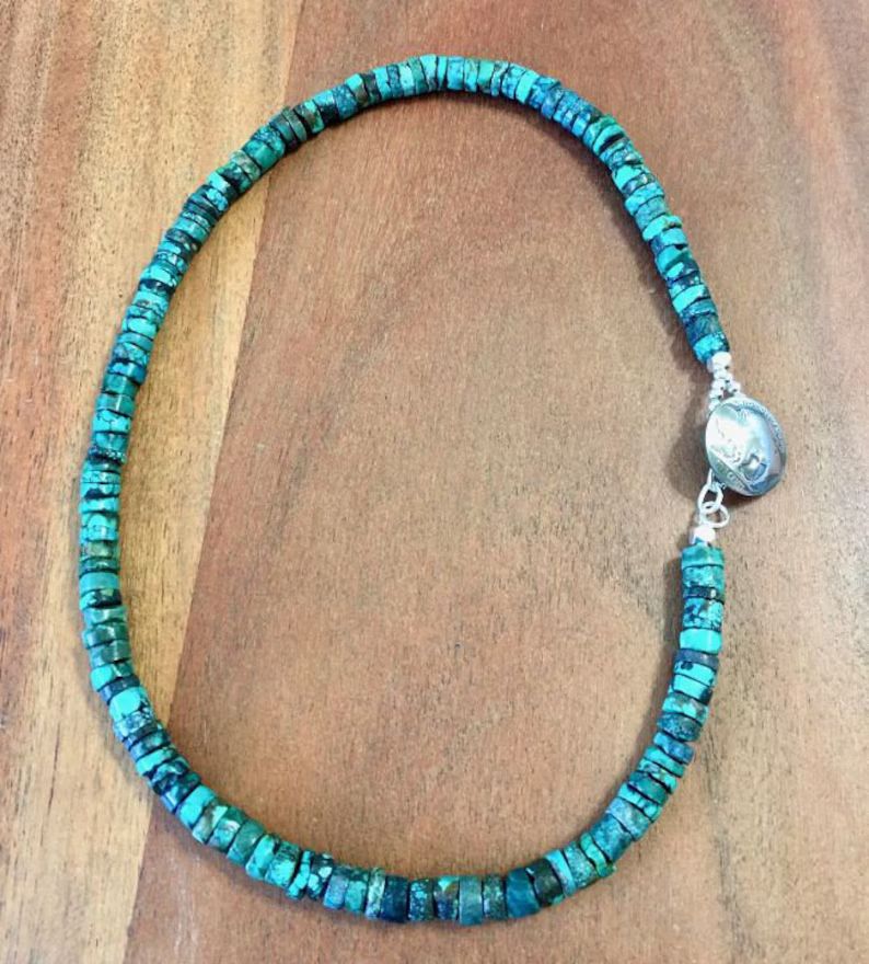 Real Turquoise 20 Necklace With Real Buffalo Nickel Button Simple Choker Design Premium Turquoise... | Etsy (US)