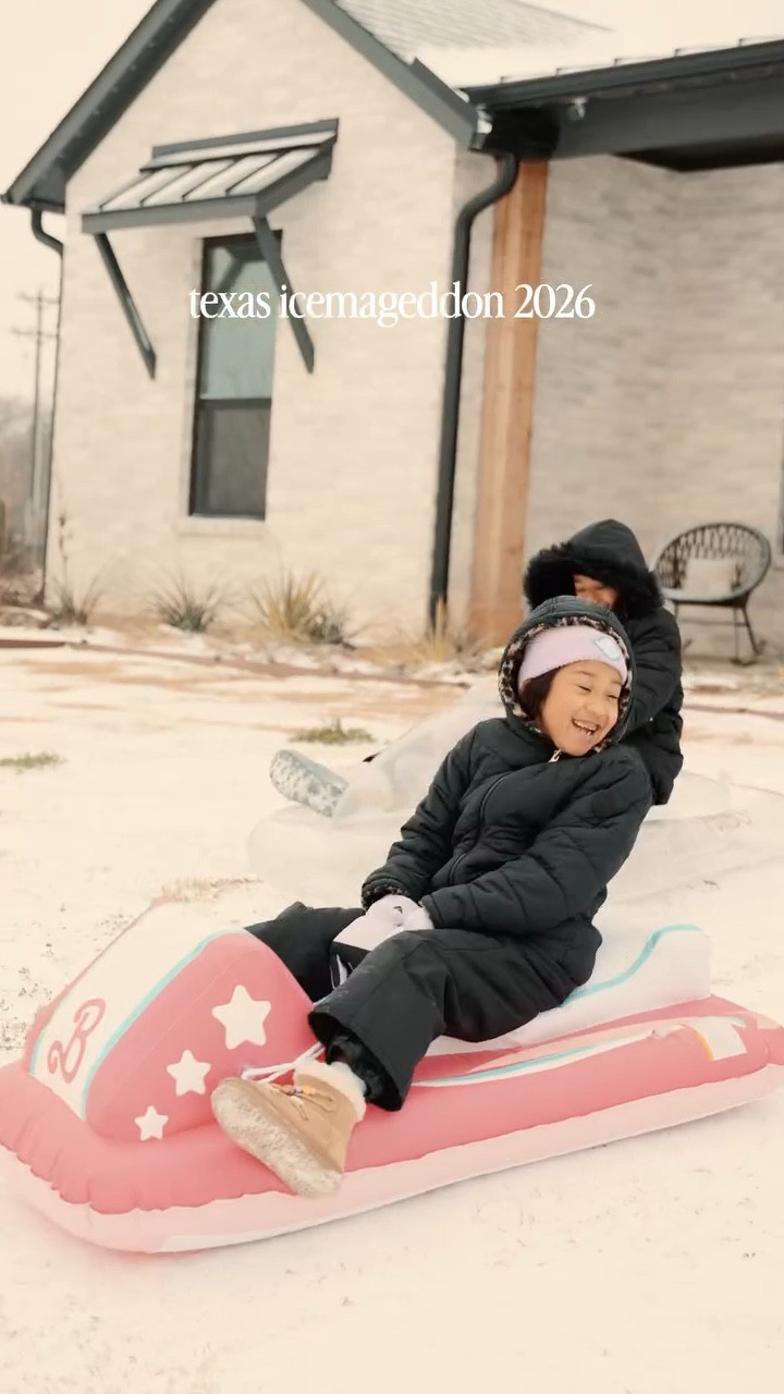 Sleet counts, right? ❄️🤍

Texas winter fun with our new Funboy Barbie and clear inflatable sleds. These kids want to say outside but this mama just wants to snuggle and watch movies all day.



#LTKdayinmylife #LTKSeasonal #LTKmomlife