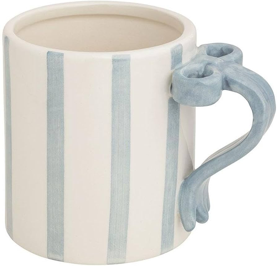 Mud Pie Ceramic Stripe Bow Handle Mug | Amazon (US)