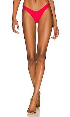 PQ x REVOLVE Basic Ruched Teeny Bikini Bottom in Red Coral from Revolve.com | Revolve Clothing (Global)