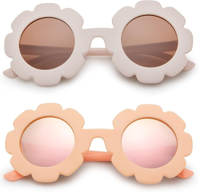 Hycredi Kids Flower Polarized  Sunglasses- Girls Cute Round Shades Age 1-12 | Amazon (US)