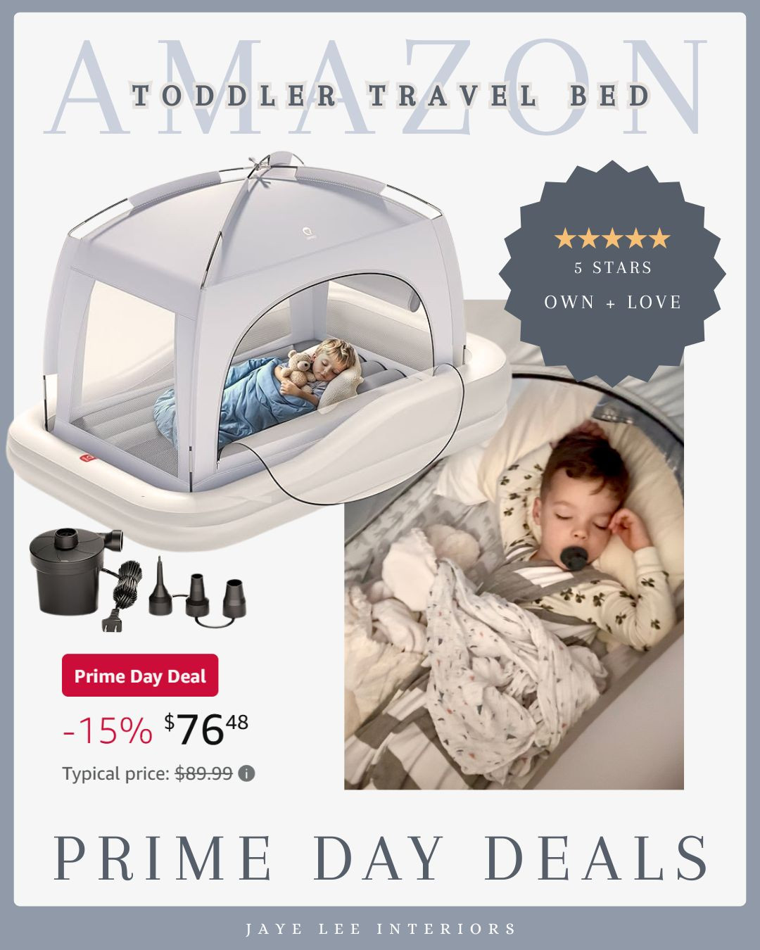 TOP-RATED AMAZON PRIME DAY DEAL! Currently traveling with this awesome Toddler Travel Bed! 5 stars! Great for indoors or out, camping trips and spending the night at grandmas! toddler size blow-up mattress fits inside of the tent and then sits into the blow-up bumper surround so little ones won't roll out! inflates in just a couple minutes, easy set-up, and compact enough to fit in s small travel bag, fits a standard crib sheet, Super cozy and Henry approved!!

inflatable bed, tent bed, travel bed, toddler bed 

 

#LTKSaleAlert #LTKTravel #LTKKids