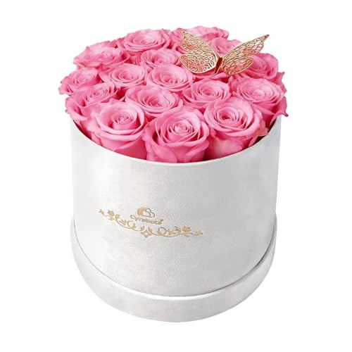 Cyrabota 16 Preserved Roses in a Box, Preserved Flowers Gifts for Women, Forever Flowers for Delivery, Flower Birthday Gifts Box for Her, Mothers Day Rose Gifts for Mom, Sweet Pink | Amazon (US)