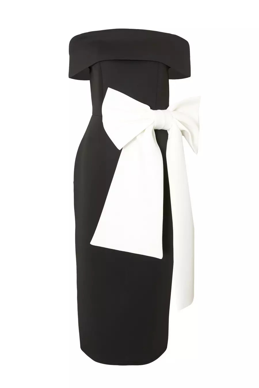 Home/Party/Black Contrast Bow Midi Dress | Quiz Clothing