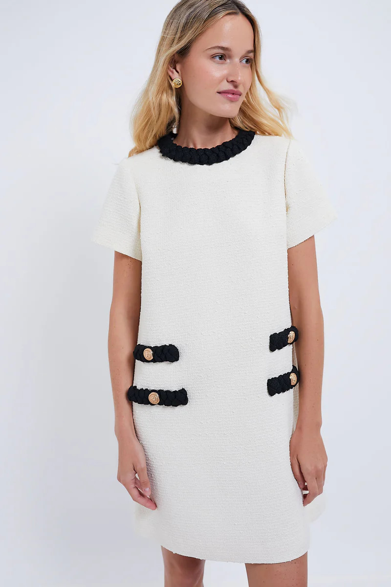 Cream Tweed Short Sleeve Jackie Dress | Tuckernuck (US)