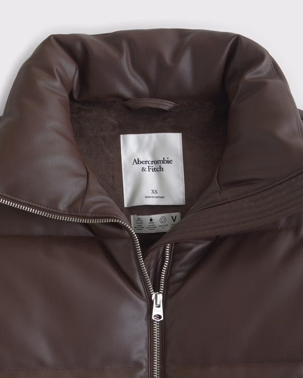 Women's Vegan Suede Short Puffer | Women's | Abercrombie.com | Abercrombie & Fitch (US)