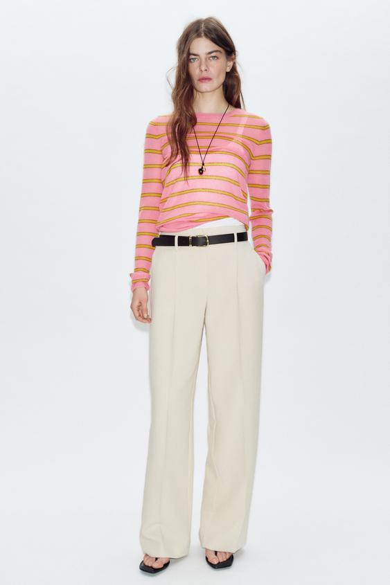 STRAIGHT LEG BELTED PANTS WITH PLEATS | Zara US
