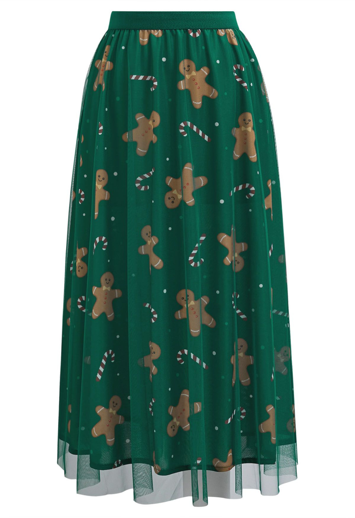 Merry Gingerbread Man Mesh Tulle Midi Skirt | Chicwish
