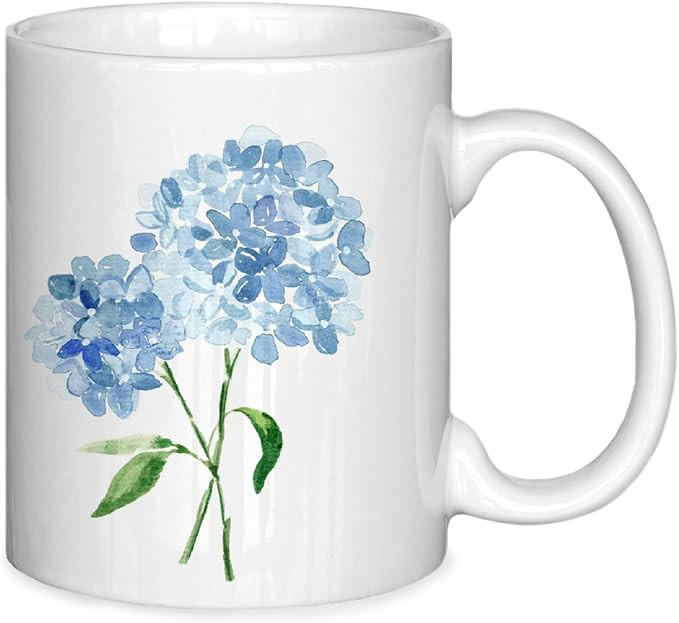 Blue Spring Porcelain Flower Floral Hydrangea Plant Lady Coffee Mugs Gifts for Women, Summer Cera... | Amazon (US)