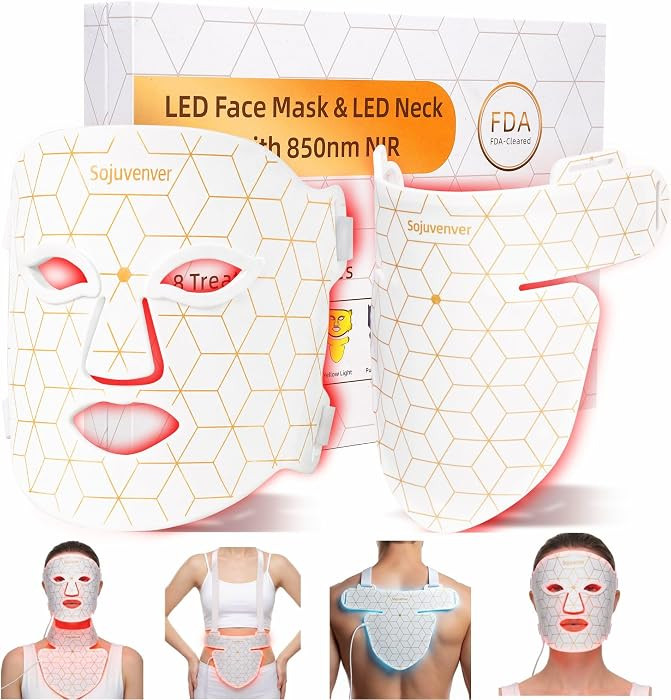 Red Light Therapy Mask for Face, Neck & Body, 8 Colors LED Mask 850nm NIR | Amazon (US)