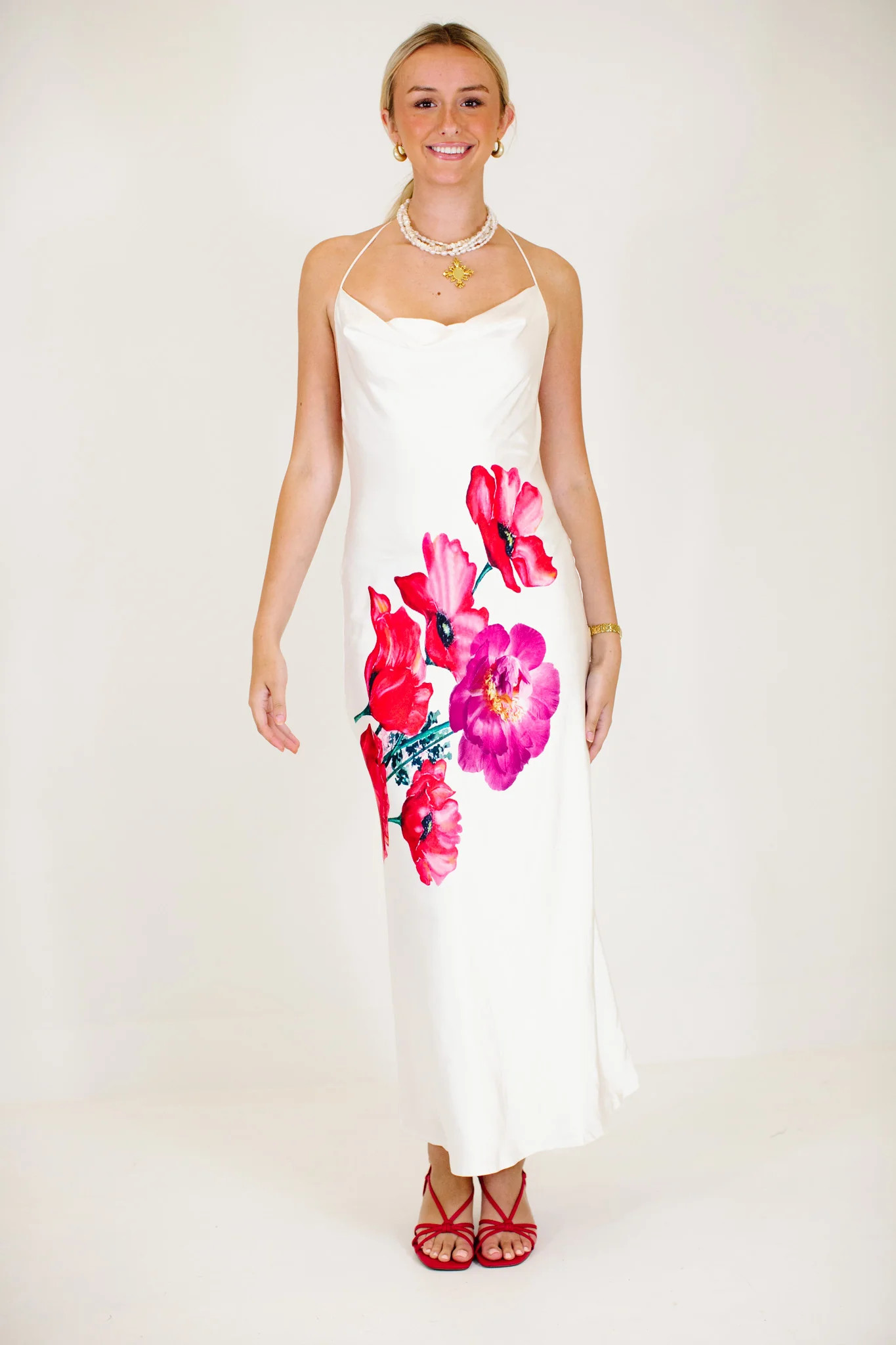 Cloe Midi Dress - White | Triple Threads