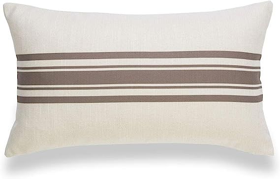 Hofdeco Modern Boho Decorative Lumbar Throw Pillow Cover ONLY, for Couch, Sofa, Bed, Stripe Brown... | Amazon (US)