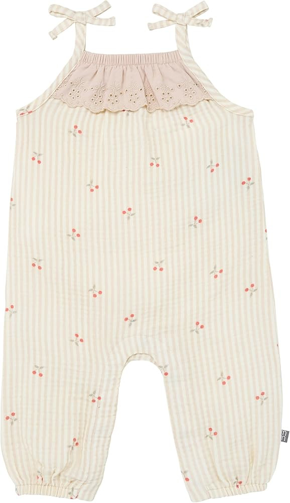Modern Moments by Gerber Baby Girls Self Eyelet Ruffle Long Leg Romper | Amazon (US)