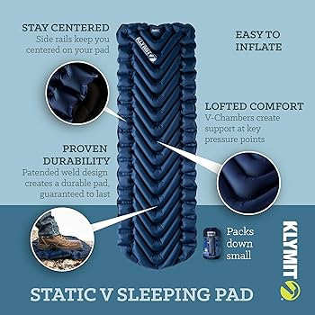 KLYMIT STATIC V Sleeping Pad, Lightweight, Outdoor Sleep Comfort, Best Camping Gear for Backpacki... | Amazon (US)