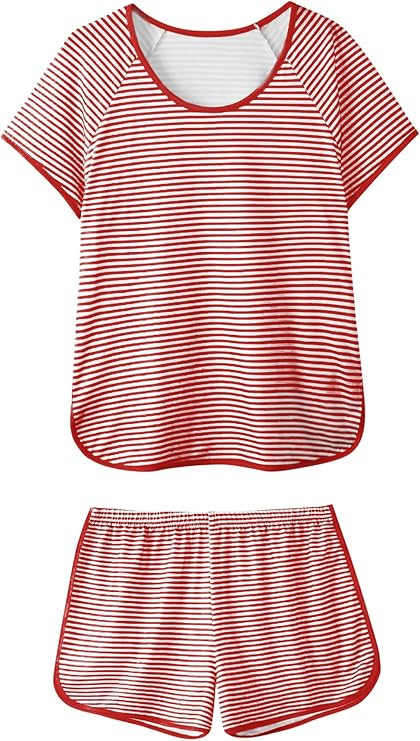 Hilinker Womens Sexy Pajama Set Ruched Lace Trim Cami and Shorts Summer Cute Pjs 2 Piece | Amazon (US)