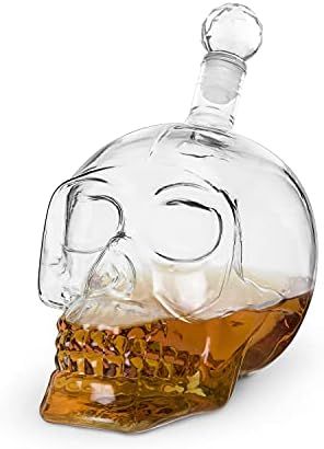 Amazon.com | Foster & Rye Skull Liquor Decanter, Clear Glass Skull Shaped Whiskey Decanter with S... | Amazon (US)