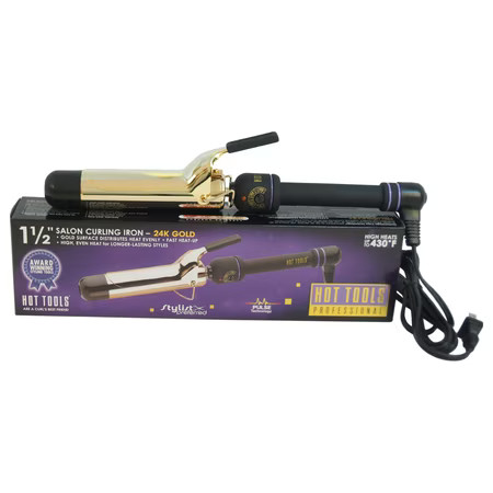 ($54.99 Value) Hot Tools Professional 1.5 Inch 24K Gold Extra-Long Barrel Curling Iron Model No. HT1102 | Walmart (US)