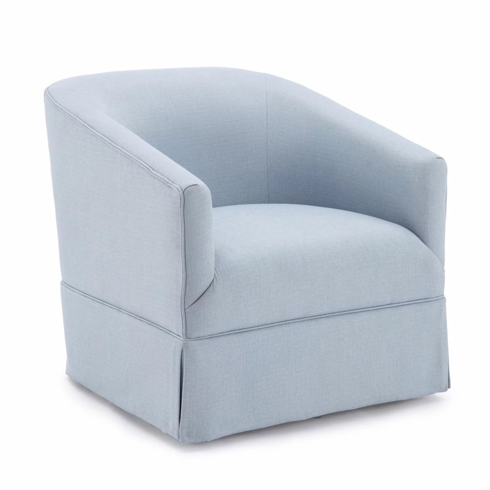Elm Sky Blue Woven Polyester Fabric Skirted 360-degree Swivel Accent Chair | Walmart (US)