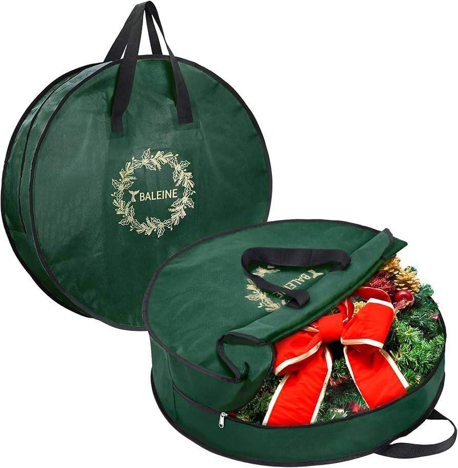 BALEINE 2 Pack Wreath Storage Container, Christmas Wreath Storage Bag with Reinforced Handle for ... | Amazon (US)
