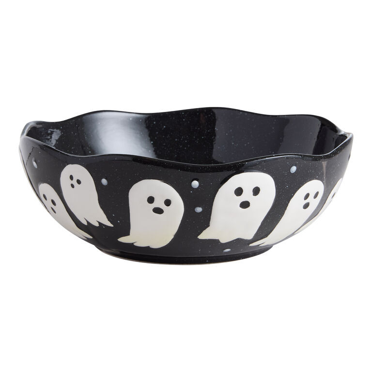 Black and White Speckled Ghost Hand Painted Serving Bowl | World Market