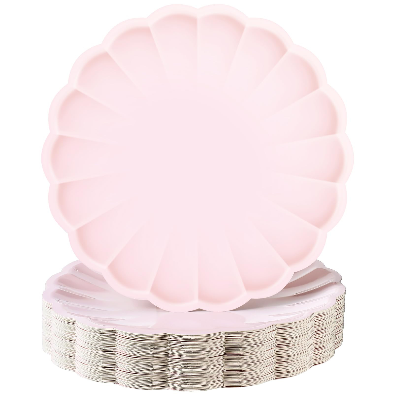 60 Pcs Large Scalloped Paper Plates 9.5 Inch Shell Edge Disposable Dinner Plates for Birthday Wed... | Amazon (US)