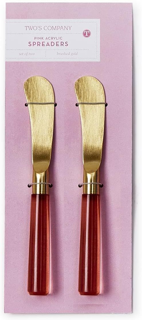 Two's Company Pink Blush Spreaders on Gift Card, Set of 2, 6.25-inches Height, Stainless Steel, K... | Amazon (US)