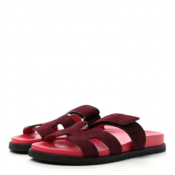 Suede Goatskin Womens Chypre Sandals 37 Rouge Marsala | FASHIONPHILE (US)