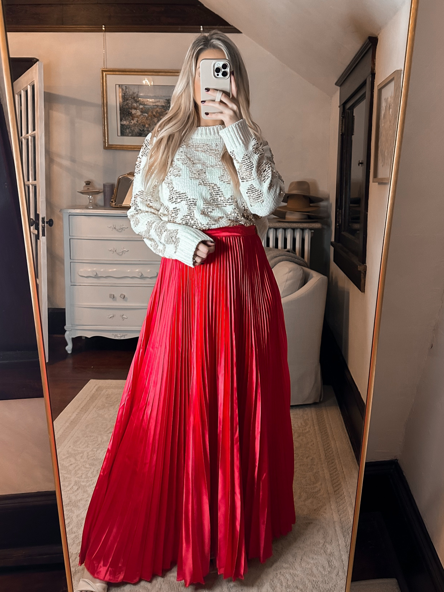 Holiday Christmas outfit on sale right now! Sequin sweater and red pleated maxi are 30% off!


#LTKsalealert #LTKHoliday #LTKCyberWeek