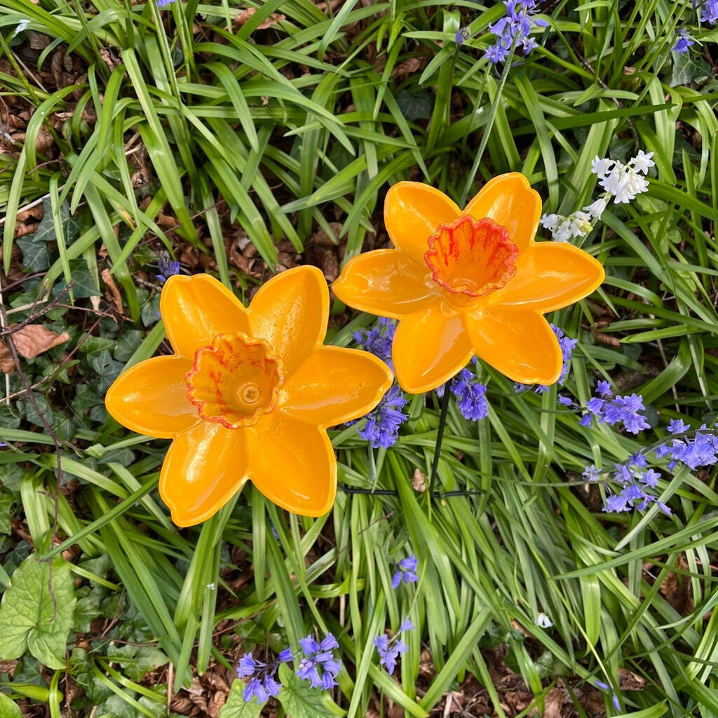 Two Cast Iron Daffodil Bird Feeders Garden Ornament | Not On The High Street