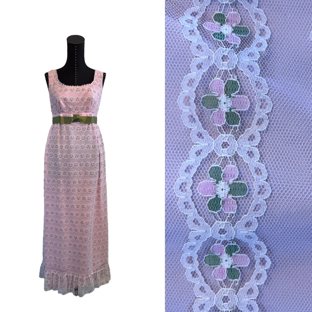 Vintage 1960s Pink Prom Dress, 60s Vintage Pink Flower Bridesmaid Dress, 1960s Vintage Empire Sty... | Etsy (US)