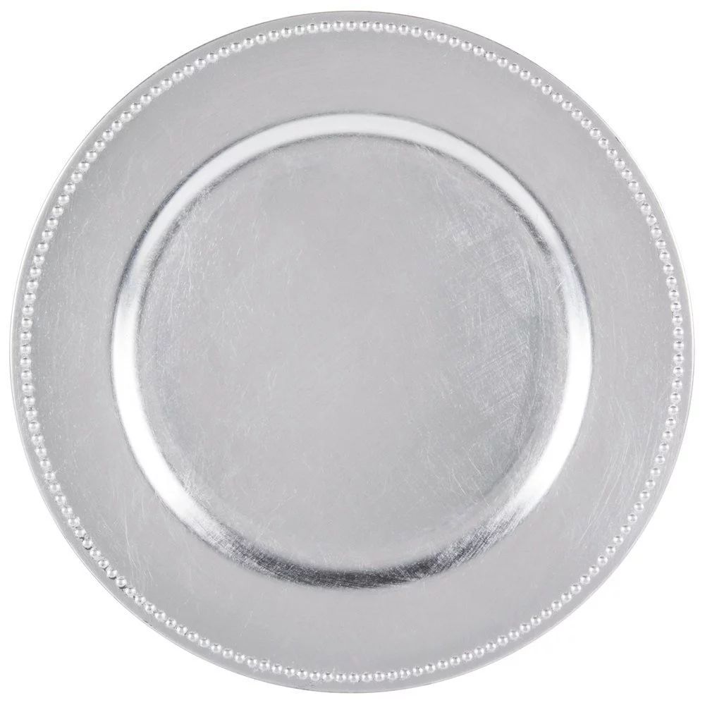 Round Charger Beaded Dinner Plates, Silver 13 inch, Set of 1,2,4,6, or 12 (1) | Walmart (US)