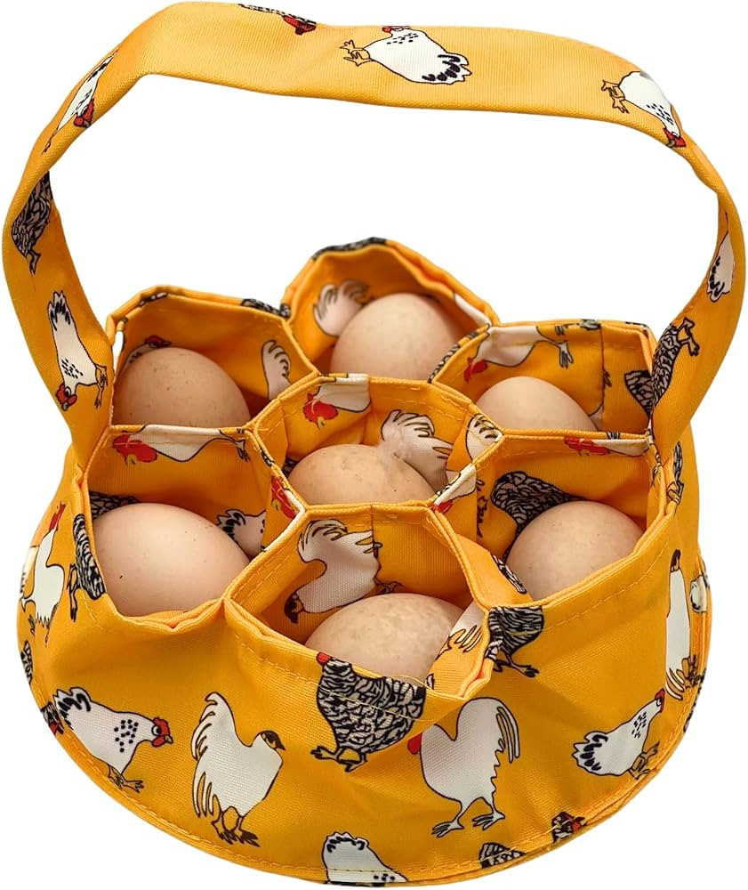 Large Egg Collecting & Gathering Basket/Bag (with 7 Pouches) - Fresh, Durable Canvas Apron Egg Ho... | Amazon (US)