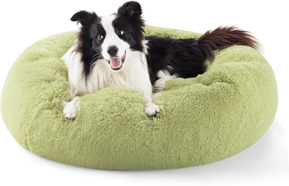 Bedsure Calming Dog Bed for Large Dogs - Donut Washable Large Pet Bed, Anti-Slip Round Fluffy Plu... | Amazon (US)