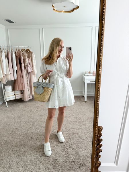 Target circle week starts today through April 13th! This Target dress paired with this bag is giving me all the brunch vibes! Spring dresses // brunch dresses // daytime dresses // little white dresses // white tennis shoes // target finds // target deals // target circle week 

#LTKSeasonal #LTKxTarget #LTKfindsunder50