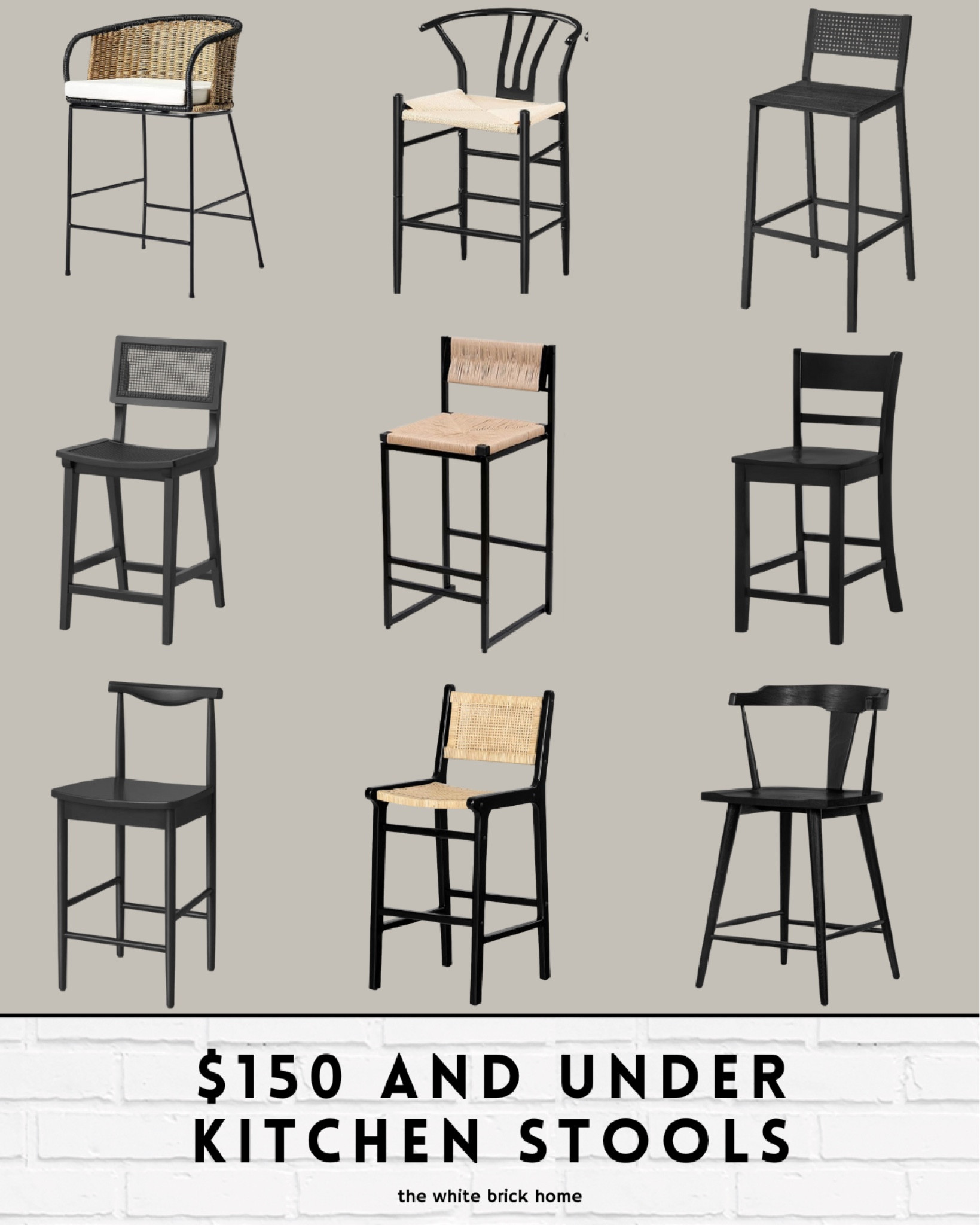 A round up of affordable black kitchen stools that are $150 and under! With great reviews and free shipping 🖤

Kitchen, kitchen stools, counter stool, affordable stools, home decor, kitchen furniture, budget friendly counter stools, kitchen design, kitchen remodel, home accessories, furniture, kitchen decor, Amazon, Target, Wayfair, Walmart 

#LTKHome #LTKSaleAlert #LTKFindsUnder100