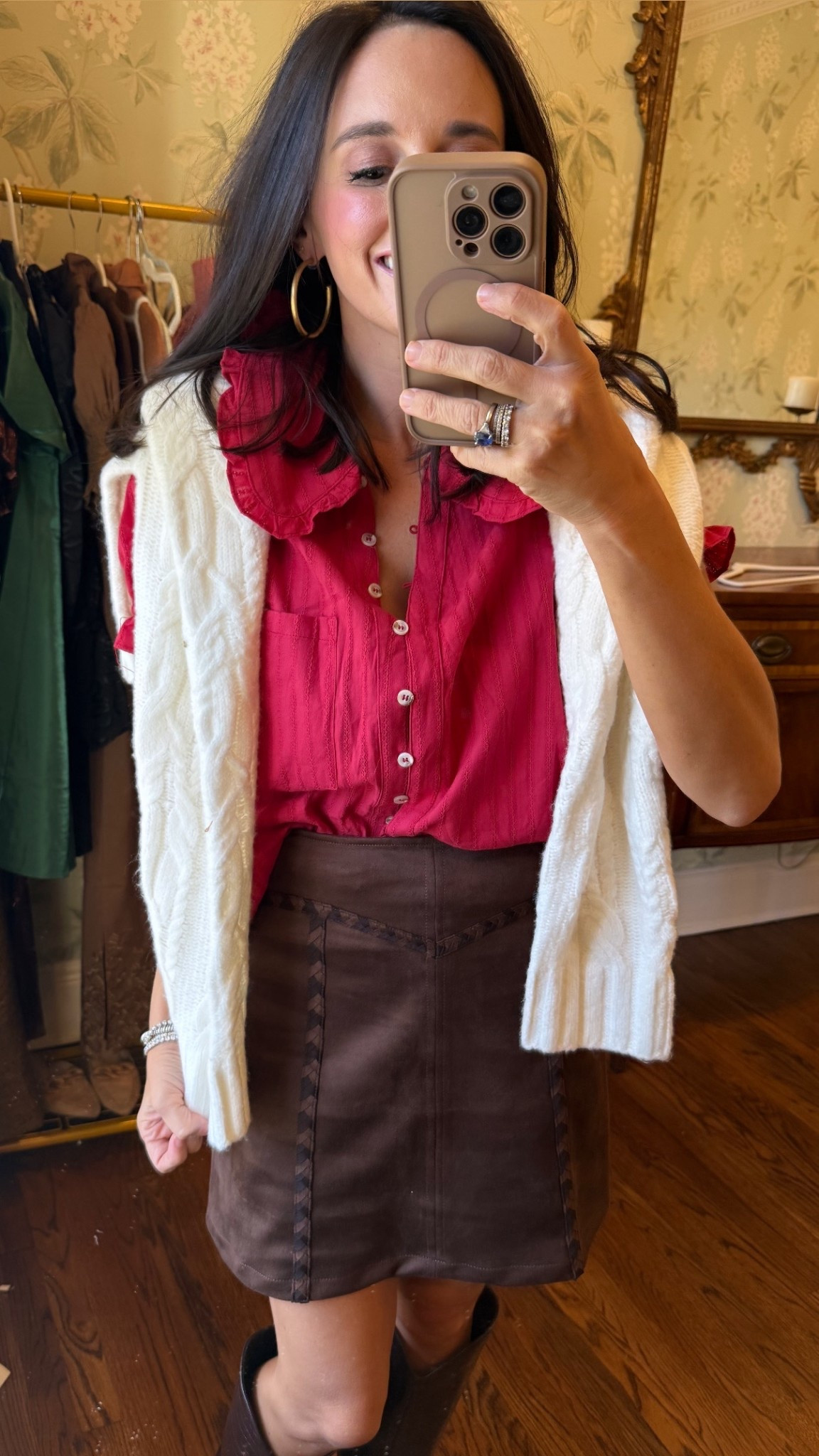 budget friendly thanksgiving outfit!! XS in skirt & sweater, S in top • friendsgiving, suede skirt • 🦃  

#LTKmomlife #LTKFindsUnder50 #LTKSaleAlert