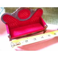 Victorian Red Velvet Miniature Sofa, Dollhouse Scale | Etsy (US)