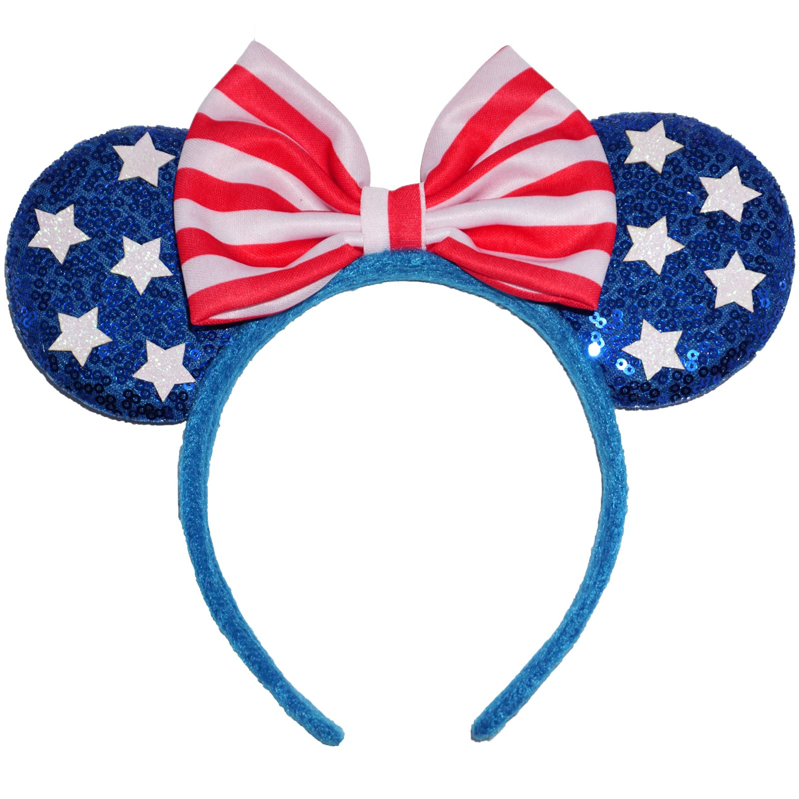 4th of July Ear Headbands for Women Men, Glitter Bow Headbands Cute Independence Day Hair Accesso... | Amazon (US)