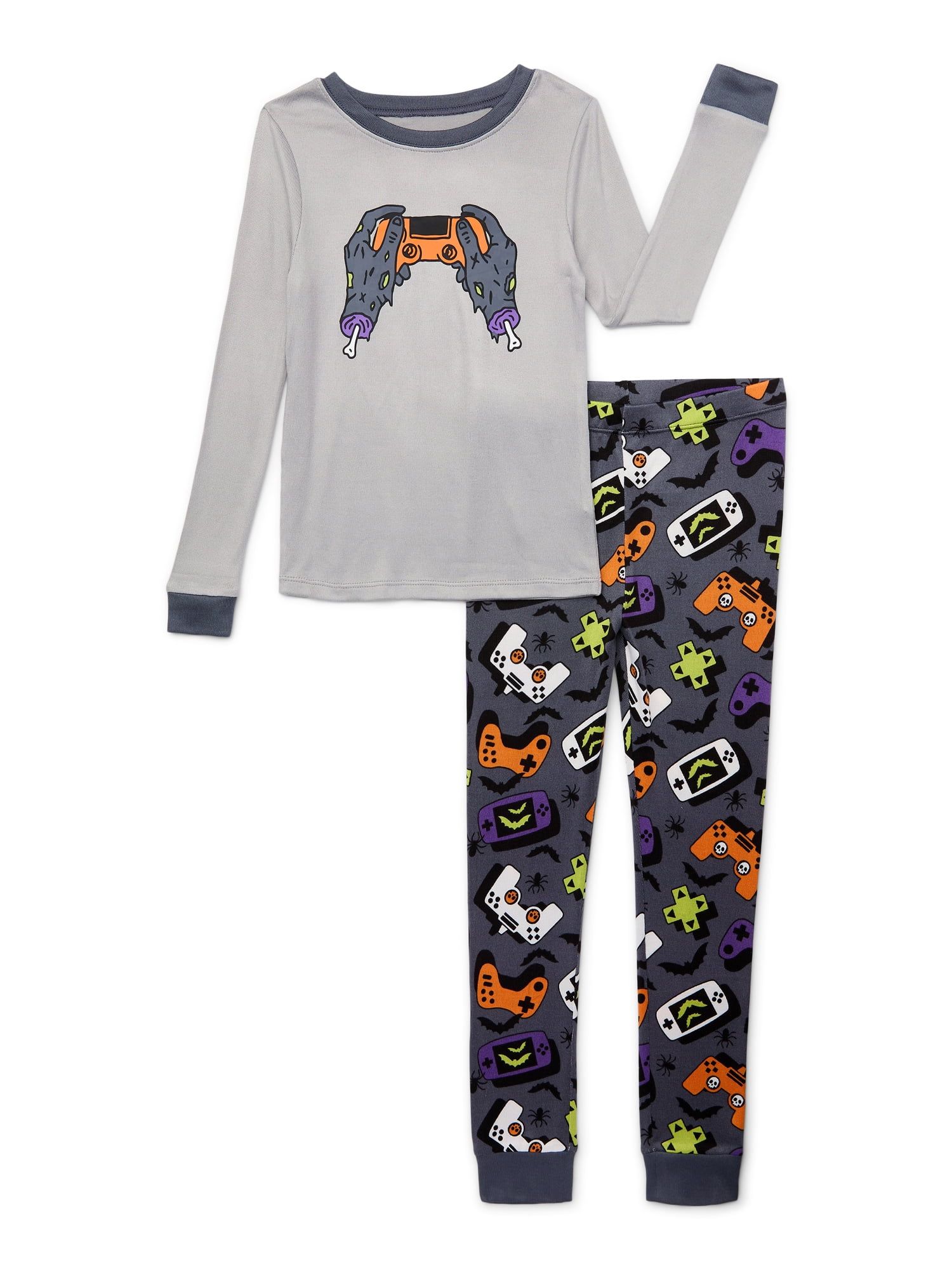 Wonder Nation Boys Halloween Long Sleeve Top and Pants, 2-Piece Sleep Pajama Set, Sizes 4-10 | Walmart (US)