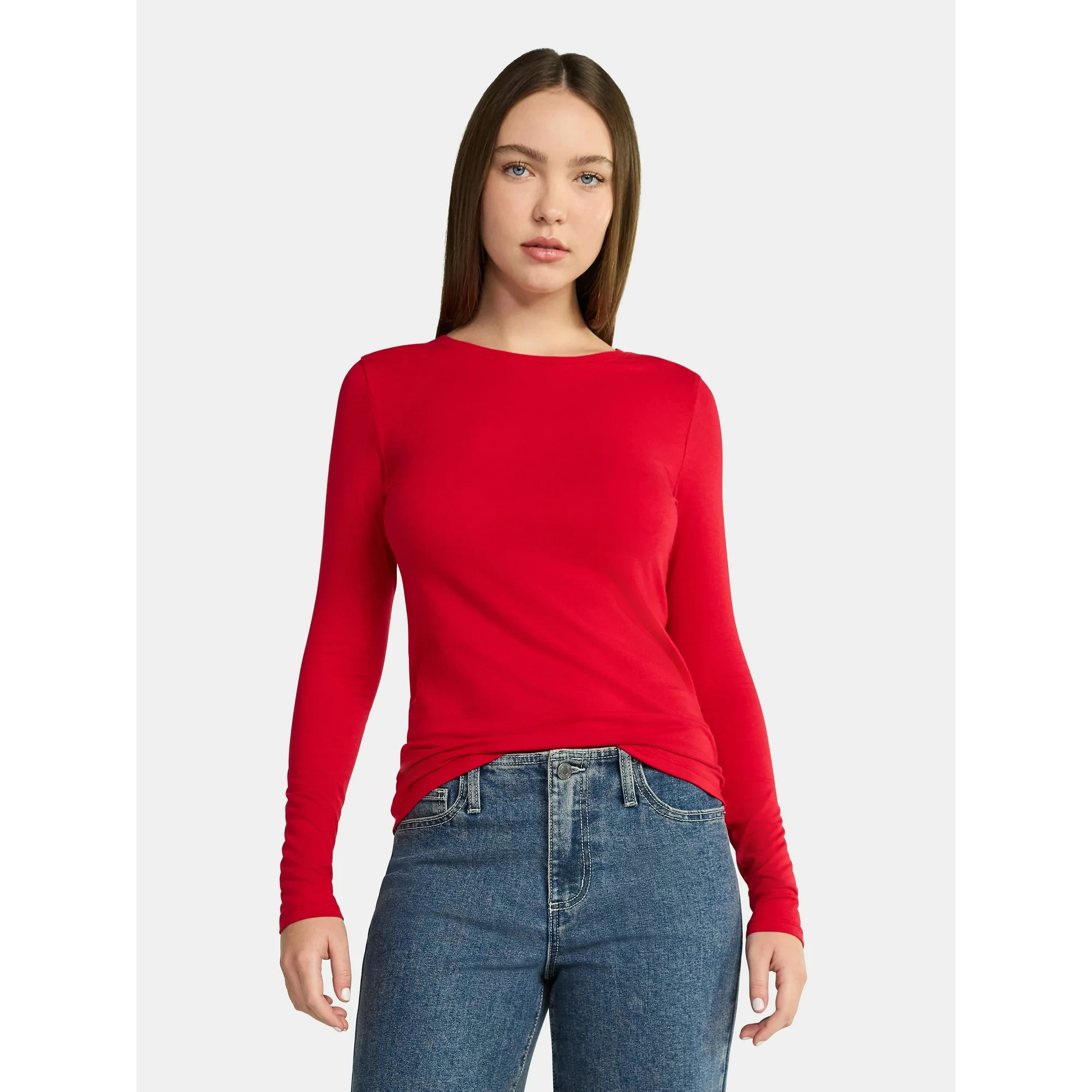 No Boundaries Long Sleeve Crewneck Tee, Women's | Walmart (US)