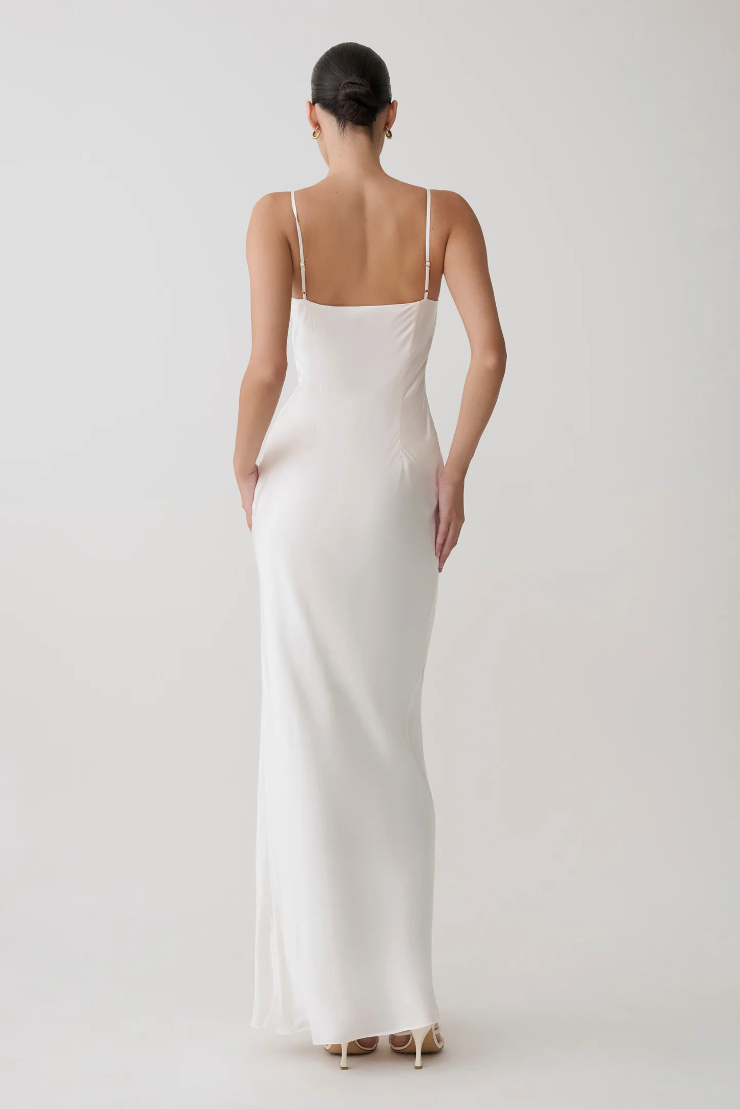Seraphine Corset Satin Maxi Dress - Ivory | Meshki UK
