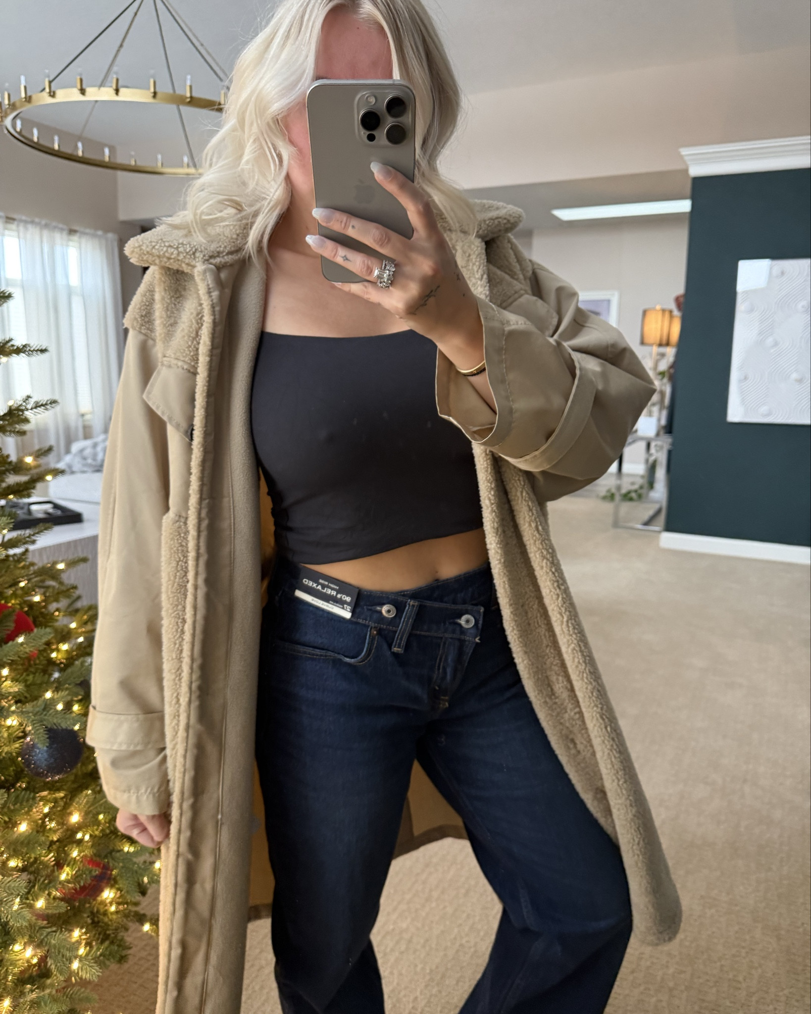 Curve Love jeans are my GO TO for a plump 🍑 but small waist with no gap! Size 27 in photo, could’ve done a 26 as they were a bit stretchy compared to my other styles. Paired with the iconic Teddy Trench!

#LTKGiftGuide #LTKHoliday #LTKootd
