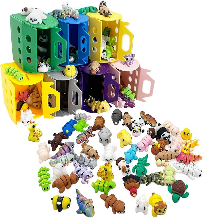20Pcs Mini Animals Figures Set, 3D Printed Small Animal Flexible Fidget Toy, 3D Printed Cute Anim... | Amazon (US)